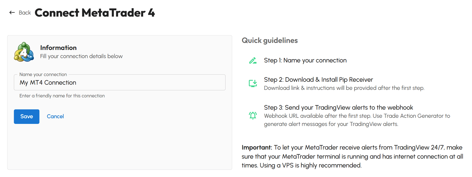 Connect TradingView to MT4