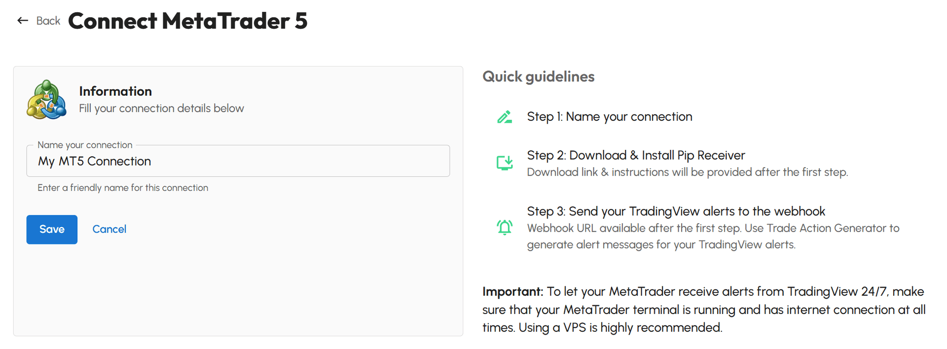 Connect TradingView to MT5
