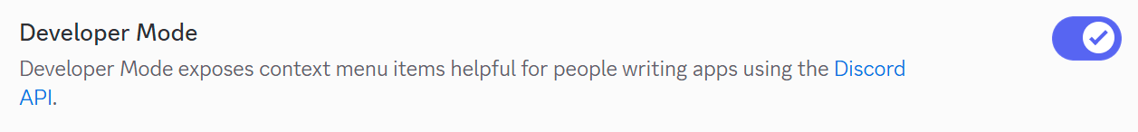 Discord developer mode