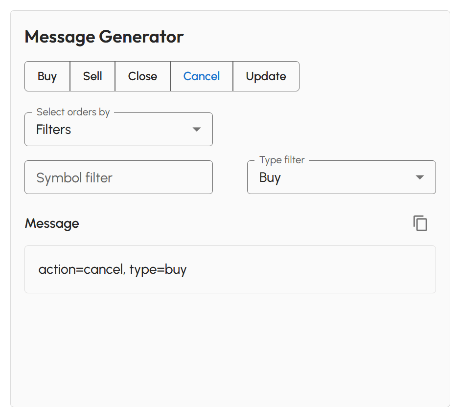Message Generator Tool - Cancel action