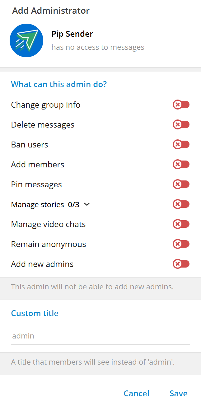 Set Telegram group permissions