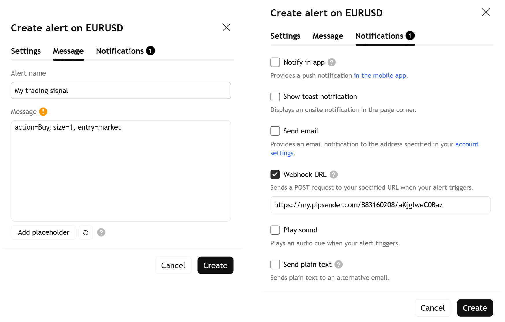TradingView alert setup